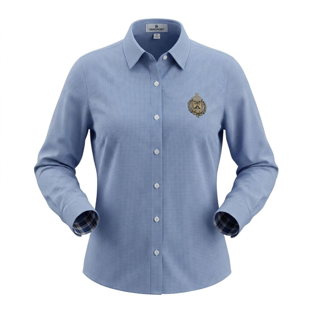 Vansport Women’s Naval Academy Embroidered Dress Shirt Blue Gingham | Sz XL